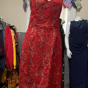 Elegant Red Lace Dress